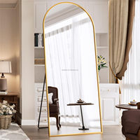 Miroir mural arqué sur pied, grand format, en alliage d'aluminium moderne, pour la décoration de la maison