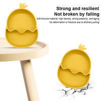 Assiette et bol en silicone de qualité alimentaire à motif animal, avec ventouse antidérapante pour l'alimentation des tout-petits et des enfants