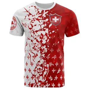 Personalized Switzerland Shirts For Men Sublimation Swiss Shield Printing Plus Size Men's Shirts Bulk Customized Men T-shirts