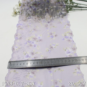 Elegante <span class=keywords><strong>Tulle</strong></span> Morbido <span class=keywords><strong>Colorato</strong></span> Stampato Larghezza 20CM con Ricamo Floreale Viola Chiaro, Bordatura in Pizzo Voile per Lingerie Femminile - Product Image 3