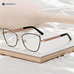 Cancan 89171 Monturas de Gafas de Metal Dorado Ovaladas de Aro Completo para Mujer con Lentes TAC - Diseño Retro Duradero con Varillas Escamosas para Uso Diario - Product Image 1