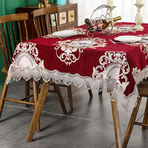 Nappe jetable imperméable à l'huile en polyester 100% au crochet bleu carré moderne pour les mariages et la maison - Product Image 3