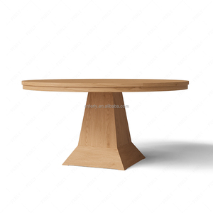 Ensemble de <span class=keywords><strong>table</strong></span> à manger ronde minimaliste FERLY pour 4 personnes, <span class=keywords><strong>table</strong></span> en bois naturel avec chaises en tissu doux, ensemble de salle à manger moderne pour villa et maison - Product Image 5