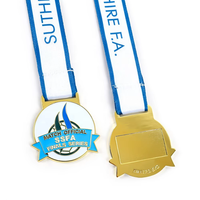 Médaille de finisseur de match de football en alliage de zinc, émail souple, logo bannière, design double face, gravure vierge au dos, récompense pour compétition sportive
