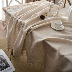 Pure <b>Linen</b> Farmhouse Tablecloth with Tassel for Wedding Home <b>Table</b> <b>Linen</b> Cotton 100% French Luxury Flax for Hotel Handmade Woven - Product Image 2
