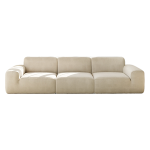 ATUNUS US Stock Drop Shipping Compress Modern L Shape Beige Modular Sectional <b>Cloud</b> Velvet Bedroom Couch Set Sponge - Product Image 1
