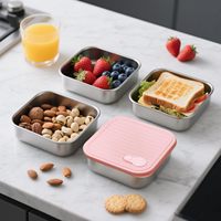 Boîte à lunch en acier inoxydable, contenants à sandwich avec couvercles, boîte à lunch en métal, contenants à sandwich en métal, boîte à lunch pour la préparation des repas