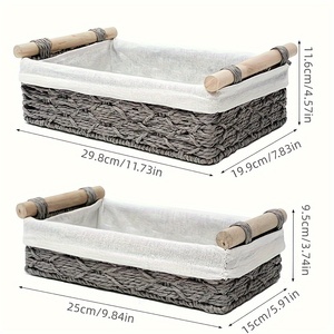 Cestas de Pascua Vintage Rectangulares de Papel, Paquete de 3 Cestas de Regalo con Tapa y Ruedas, Cesto de Almacenamiento de Algodón con Cuerda para Bebés, Las Mejores Cestas - Product Image 1