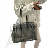 Nouveau Sac à Main Transparent en PVC avec Fermeture Éclair pour Femme 2026 – Sac Bandoulière Tendance Effet Croco Polyvalent et Stylé
