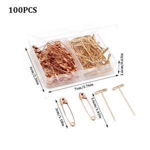 新品ローズゴールド安全ピン + ウィッグピン縫製ポジショニングセット100個衣類固定Tピン - Product Image 2
