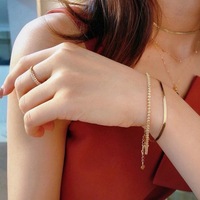 Pulsera de Cadena de Serpiente de Oro Sólido de 18K AU750 de Lujo, Joyería Moderna y Elegante, Pulsera de Oro de 18K para Mujer, Regalo de Aniversario
