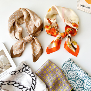 Nouvelle haute qualité <span class=keywords><strong>jasmin</strong></span> pivoine fleur motif écharpe en gros mode soie-comme les femmes 70 <span class=keywords><strong>Satin</strong></span> foulards carrés - Product Image 1