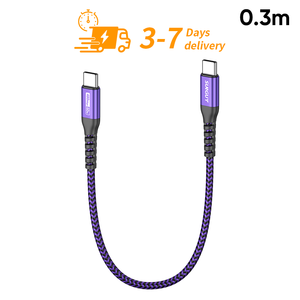 Câble USB C tressé en nylon SUNGUY 0,3 m certifié CE, vente en gros d'usine, câble de charge rapide 60W, câble de données, câble USB personnalisé - Product Image 1