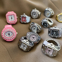 Jam Tangan Cincin Mini Berkualitas Tinggi untuk Pasangan Wanita Pria, Dial Bulat Angka Arab Analog Quartz, Jam Tangan Cincin Jari Wanita