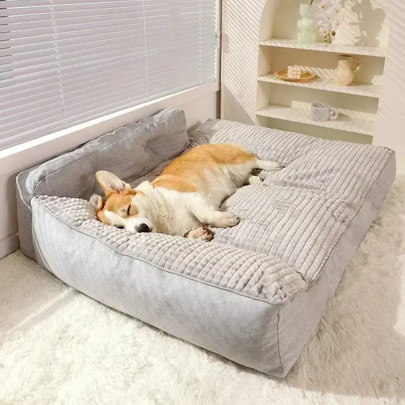 Venta al por mayor de invierno cálido perro Mat sofá de lujo para perros pequeños medianos cama a cuadros extraíble lavable camas para perros