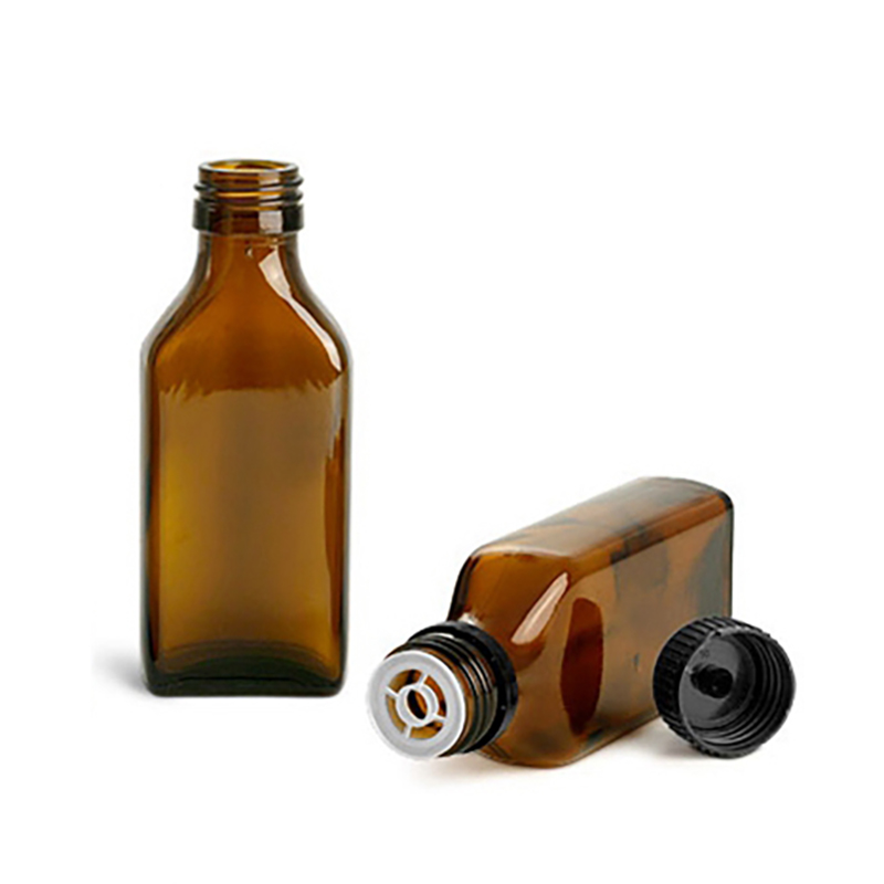 Оптовая продажа, 100 мл, квадратная фармацевтическая Янтарная стеклянная бутылка