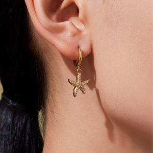Women's Trendy Gold Plated Stainless Steel Jewelry <b>Set</b> Starfish Zircon Necklace <b>Bracelet</b> Earrings Rings Engagement Wedding Party - Product Image 4