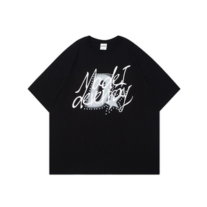 メンズ夏Tシャツカスタムラインストーン印刷デザイナー高級グラフィックTシャツ100% コットンプラスサイズ280 Gsm特大Tシャツ - Product Image 3
