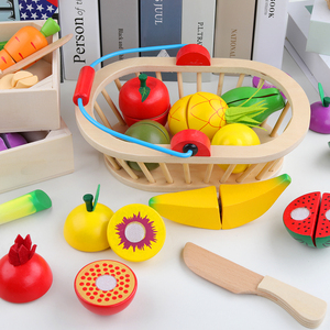 Nouveau jeu de coupe de fruits <span class=keywords><strong>et</strong></span> légumes en bois coloré, vente à chaud, 2021 - Product Image 2