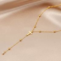 Collier Pendentif Cœur Croix Moderne en Acier Inoxydable, Chaîne de Clavicule Minimaliste et Délicate pour Femme, Bijoux Étanche, Vente en Gros