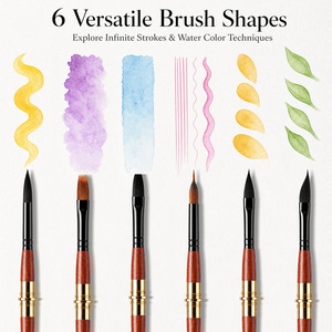 Lot de 3 pinceaux de voyage à double embout en poils synthétiques de qualité supérieure, type écureuil, pour aquarelle, avec tête détachable et logo personnalisé - Product Image 4