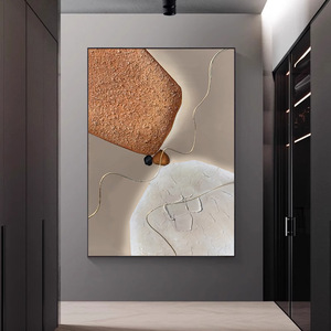 Modern Abstract Oil Painting Handmade Vertical Textured Art For Living Room Entrance Hall Decor Black <b>Frame</b> Rectangle - Product Image 2