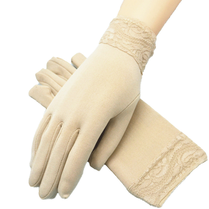 Оптовая продажа с фабрики, однотонные зимние женские перчатки, кружевные матовые уличные зимние теплые перчатки для танцев и верховой езды