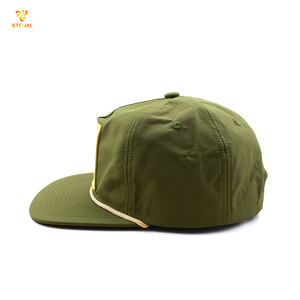 Không Có Cấu Trúc 5 Bảng Điều Chỉnh Snapback Cap Màu Xanh Lá Cây Nylon Sợi Dây Thừng Hat Với Tùy Chỉnh Thêu Handmade Logo Leopard Argyle Mô Hình Oxford Vải - Product Image 4