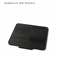 Tapis de séchage de vaisselle en silicone 40x30cm, tapis d'égouttage pour évier de cuisine avec nervures surélevées et trou de suspension