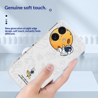 Coques de téléphone portable en silicone liquide antichoc ultra-fines et souples pour iPhone 17 Pro Max, design astronaute de dessin animé, finition peinte