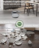 Assiettes à dîner en paille de blé écologiques de 9 pouces, grises, incassables, légères, réutilisables, sans BPA, pour le camping
