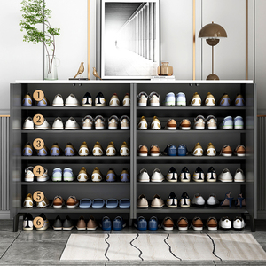 新型 玄関 シューズディスプレイラック モダン 木製 縦型シューズキャビネット - Product Image 2