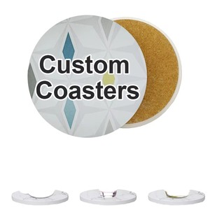 Sous-verre en céramique vierge OEM pour sublimation, avec support en liège, résistant à la chaleur, absorbant, imprimable UV, pour la décoration de cuisine, bar et table - Product Image 1