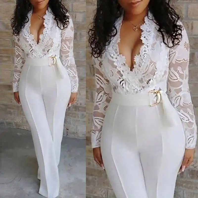 European and American lace white jumpsuit formal romper and jumpsuit short girl women summer clothes sexy jumpsuit