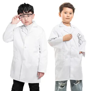 儿童白色实验室外套儿童职业日科学家角色扮演服装医院制服实验室外套角色扮演