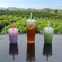 Mug à thé matcha en plastique Tritan transparent, imprimé sur mesure, écologique, avec couvercle à paille, prix de gros