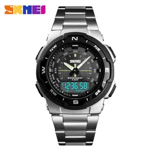 SKMEI 1370 Men's Fashion Sports Watches Stainless Steel Watches Stopwatch Chronograph Waterproof Wrist Watch Men