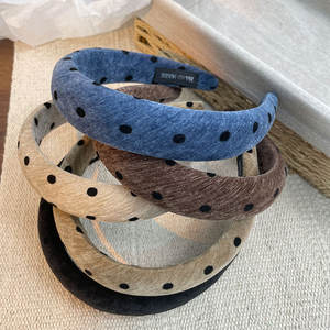 ที่คาดผมลายจุดวินเทจสีสันสดใสสำหรับฤดูใบไม้ร่วง-ฤดูหนาว  ผ้าพลัฌสำหรับล้างหน้า แต่งหน้า  ที่คาดผมสำหรับมาส์กหน้า  อุปกรณ์เสริมผมสำหรับผู้หญิง - Product Image 1