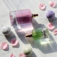 Flacon de parfum rond en verre de luxe de 30 ml, 50 ml, 100 ml avec couvercle en marbre et base en forme de montagne, flacon de parfum unique avec bouchon