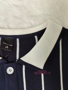 Polo décontracté pour <span class=keywords><strong>homme</strong></span> en polyester à rayures bretonnes bleu roi, t-shirt tricoté - Product Image 5