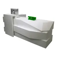 8ft modern white lacquered reception counter L shaped beauty salon wooden reception desk