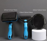 Kit de toilettage professionnel portable 3 pièces pour animaux de compagnie : brosse lissante autonettoyante et râteau à poils morts pour chiens et chats