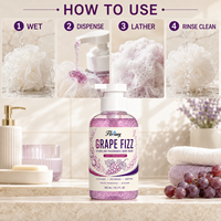 Private Label OEM ODM 300ml Grape Fizz Sprankelende Geur Body Wash Glycerine Hydraterende Verfrissende Fruitgeur Douchegel