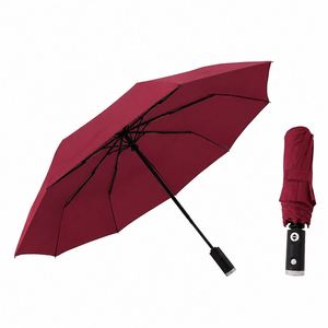 Paraguas Plegable Automático de 3 Secciones, 190T Pongee, con Impresión Personalizada, Asa con LED, Portátil, para Viajes, Venta al Por Mayor - Product Image 2