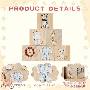 6 pezzi <span class=keywords><strong>Woodblock</strong></span> vivaio decorazione per ragazze e ragazzi acquerello mensola decorazione con incisione per camera da letto idee regalo sala giochi - Product Image 2