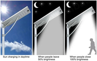 Farola Solar LED Todo en Uno de Aluminio de Alto Lumen, Panel Monocristalino, 4100K Blanco Neutro, Ángulo de Haz de 120°, para Carretera