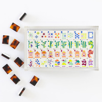 Jeu de Mahjong américain en acrylique double couche motif écaille de tortue, 160 tuiles colorées Pagode Bambou Fleur de prunier Panda Joker