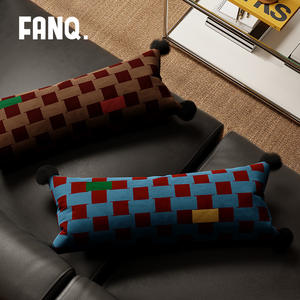 FANQ. Cojín Decorativo de Estilo Vintage, Largo, con Soporte Lumbar, Patrón Geométrico, Terciopelo Holandés, Poliéster, para Decoración del Hogar - Product Image 5