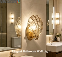 Lámpara de Pared de Cristal Estilo Francés de Lujo Ligero WL38110, Iluminación Sencilla Nórdica para Sala de Estar y Dormitorio
