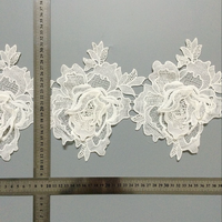 Bordure en dentelle de grande taille avec broderie de fleurs de roses 3D